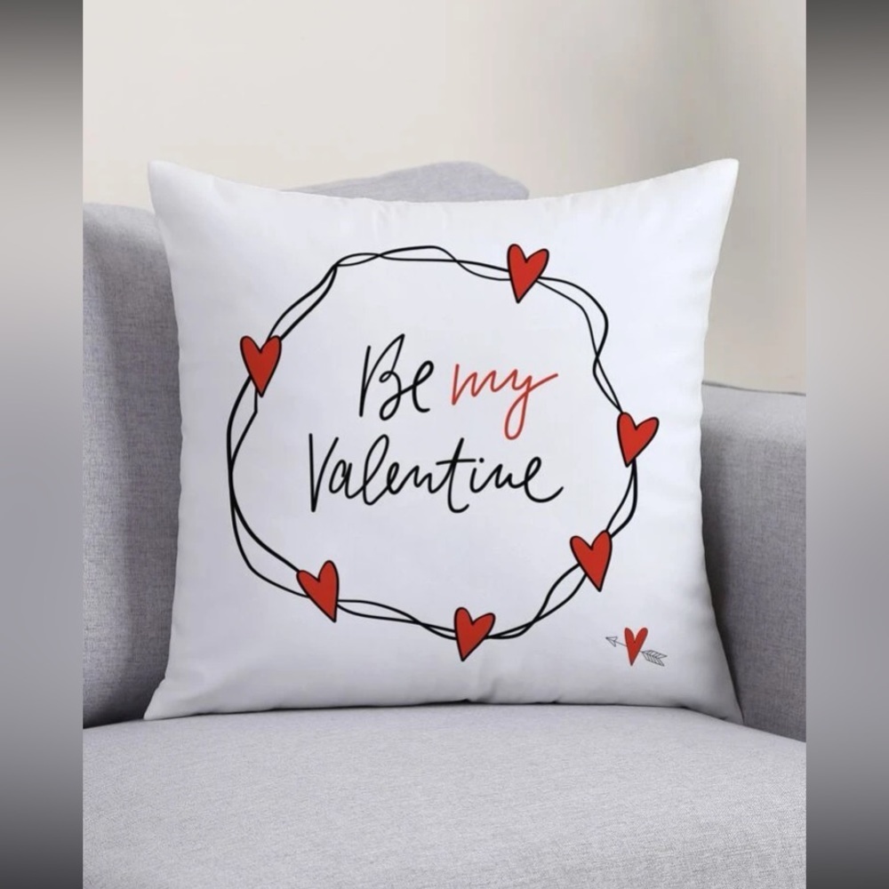 Valentine's Day Heart Print Cushion Cover Without Filler new